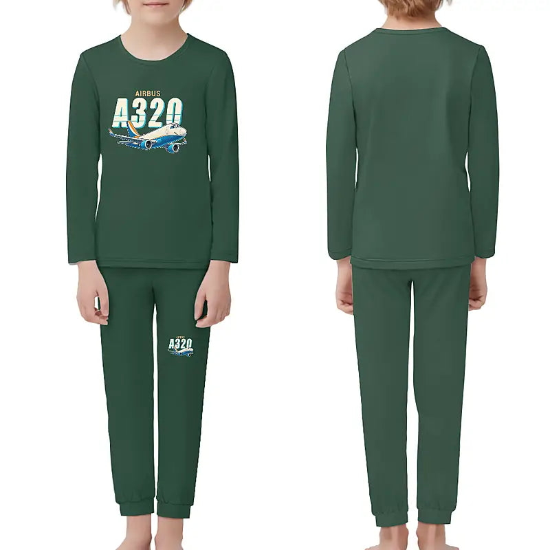 Airbus A320P2F - Children Pajamas - Cartoon Chest - Dark Green