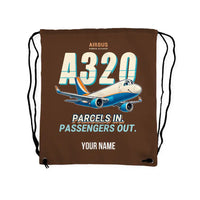 Thumbnail for Airbus A320P2F - Drawstring Bag - Cartoon + Name - Brown