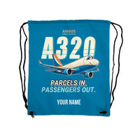 Thumbnail for Airbus A320P2F - Drawstring Bag - Cartoon + Name - Light Blue