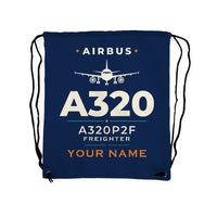 Thumbnail for Airbus A320P2F - Drawstring Bag - Heritage + Name - Dark Blue
