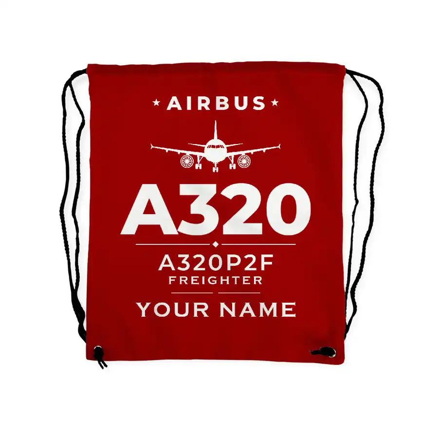Airbus A320P2F - Drawstring Bag - Heritage + Name - Red