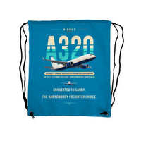 Thumbnail for Airbus A320P2F - Drawstring Bag - Original - Light Blue