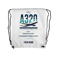 Thumbnail for Airbus A320P2F - Drawstring Bag - Original + Name - White