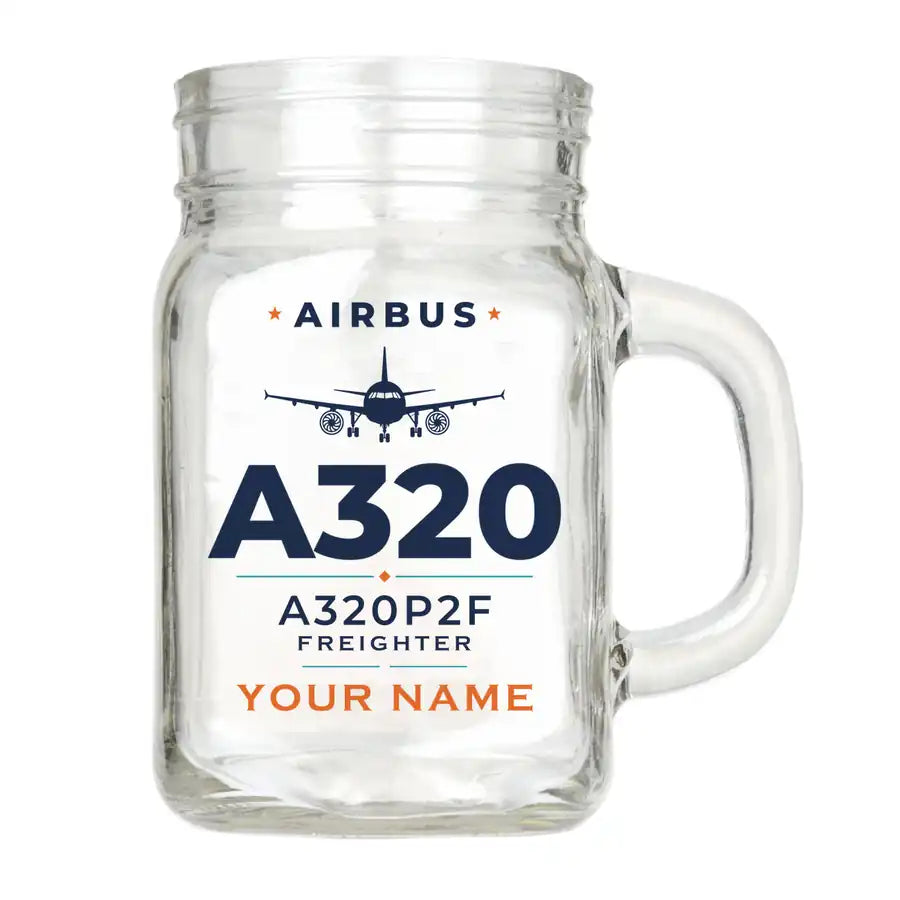 Airbus A320P2F - Heritage + Name - Cocktail Glass (Mason Jar)