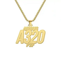 Thumbnail for Airbus A320P2F - Hollow Necklace - Tag - Gold