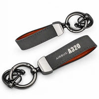 Thumbnail for Airbus A320P2F - Leather Key Chain - Horseshoe Buckle - Tag - Gray