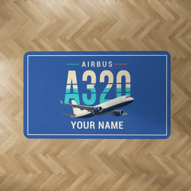 Airbus A320P2F - Original + Name - Rectangle Carpet - Blue
