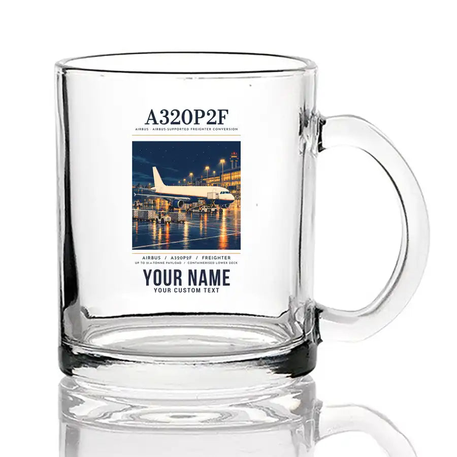 Airbus A320P2F - Poster + Name - Coffee & Tea Glass