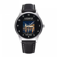 Thumbnail for Airbus A320P2F - Poster + Name - Leather Strap - Black Leather Strap