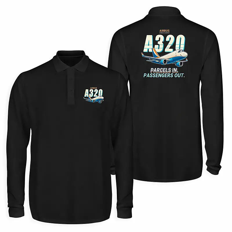 Airbus A320P2F Premium Polo T-Shirts - Cartoon - Long Sleeve - Black