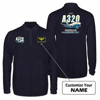 Thumbnail for Airbus A320P2F Premium Polo T-Shirts - Cartoon + Name - Long Sleeve - Dark Blue