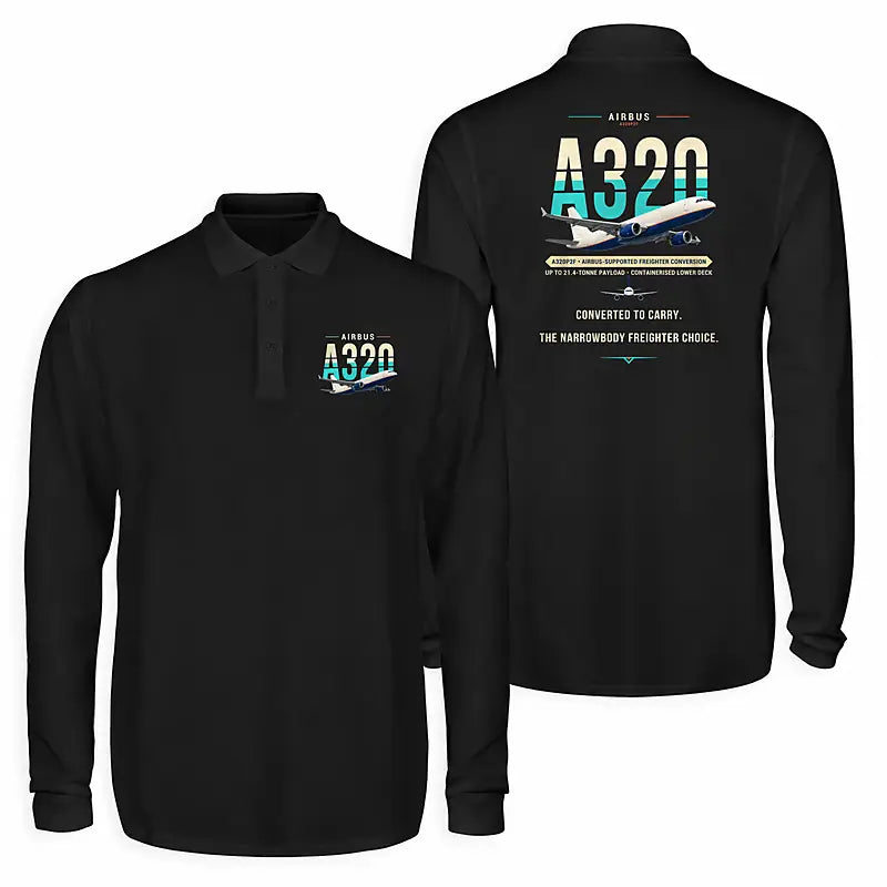 Airbus A320P2F Premium Polo T-Shirts - Original - Long Sleeve - Black