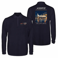 Thumbnail for Airbus A320P2F Premium Polo T-Shirts - Poster - Long Sleeve - Dark Blue