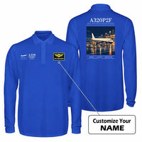 Thumbnail for Airbus A320P2F Premium Polo T-Shirts - Poster + Name - Long Sleeve - Blue