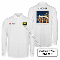 Thumbnail for Airbus A320P2F Premium Polo T-Shirts - Poster + Name - Long Sleeve - White