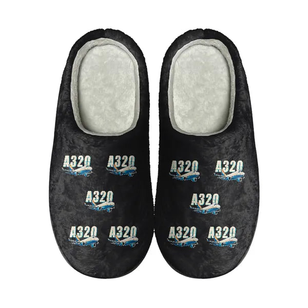 Airbus A320P2F - Slippers - Cotton - Cartoon Pattern - Black