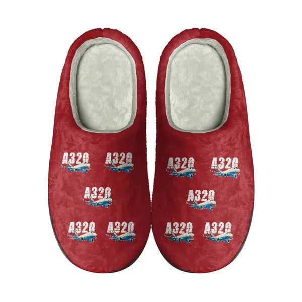 Airbus A320P2F - Slippers - Cotton - Cartoon Pattern - Red