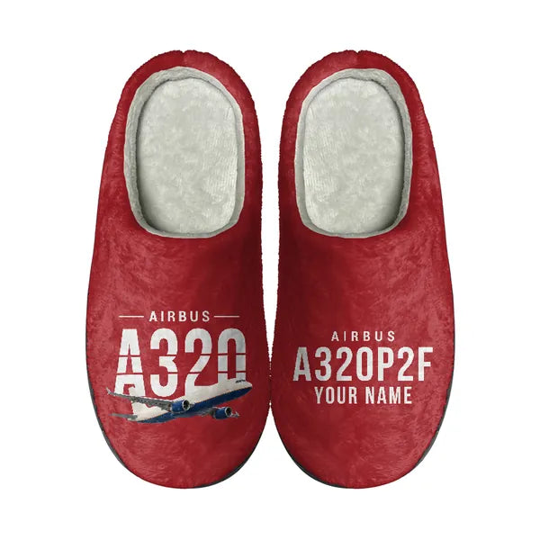 Airbus A320P2F - Slippers - Cotton - Original + Name - Red