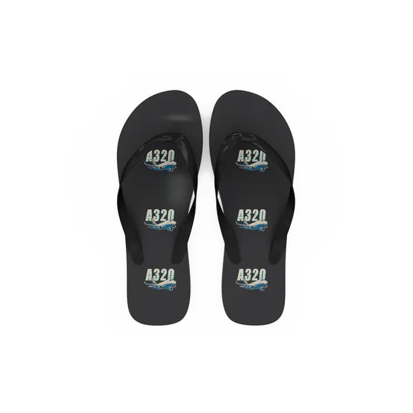 Airbus A320P2F - Slippers - Flip Flops - Cartoon Pattern - Black