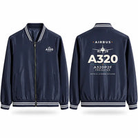 Thumbnail for Airbus A320P2F Stylish Jackets - Baseball Collar - Heritage - Navy Blue