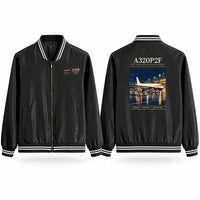 Thumbnail for Airbus A320P2F Stylish Jackets - Baseball Collar - Poster - Black