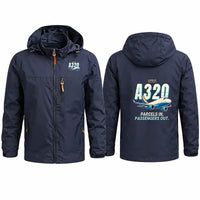 Thumbnail for Airbus A320P2F Stylish Jackets - Hooded Windbreaker - Cartoon - Navy Blue