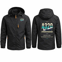 Thumbnail for Airbus A320P2F Stylish Jackets - Hooded Windbreaker - Original - Black