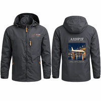 Thumbnail for Airbus A320P2F Stylish Jackets - Hooded Windbreaker - Poster - Charcoal