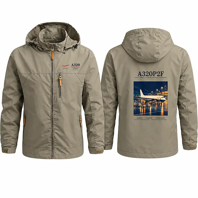 Airbus A320P2F Stylish Jackets - Hooded Windbreaker - Poster - Khaki