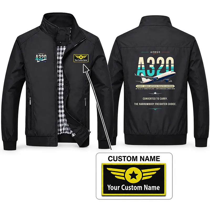 Airbus A320P2F Stylish Jackets - Stand Collar - Original + Name - Black