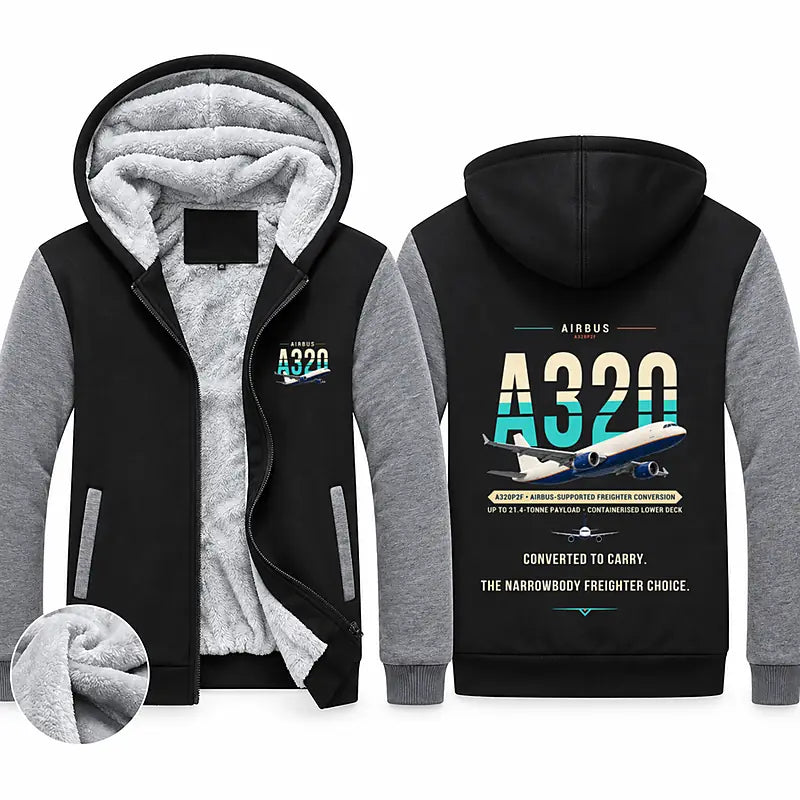 Airbus A320P2F Zipped Sweatshirts - Original - Black & Gray