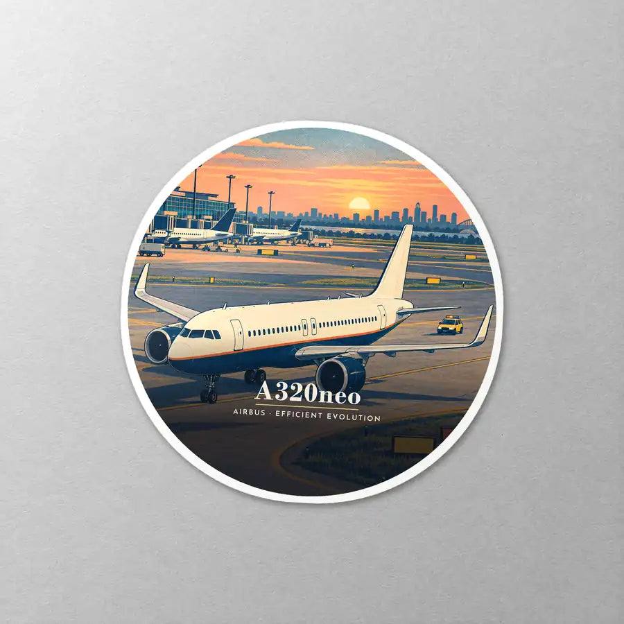 Airbus A320neo - 3D - Circle Sticker - Close-up
