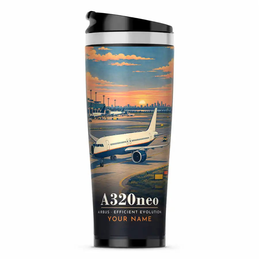 Airbus A320neo - 3D + Name - Stainless Steel (No Holder) - Full Print