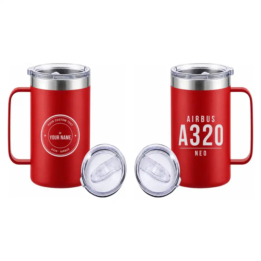 Airbus A320neo - Beverage Mug - Tag + Name - Red
