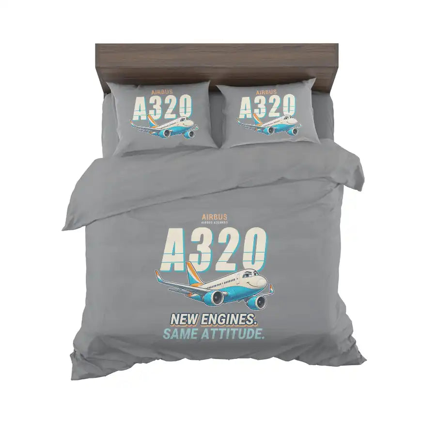 Airbus A320neo - Cartoon - Bedding Set - Gray