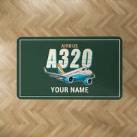 Thumbnail for Airbus A320neo - Cartoon + Name - Rectangle Carpet - Dark Green