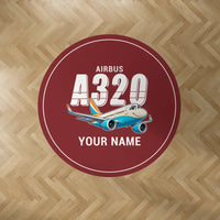Thumbnail for Airbus A320neo - Cartoon + Name - Round Carpet - Dark Red