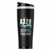 Thumbnail for Airbus A320neo - Cartoon + Name - Stainless Steel (No Holder) - Black