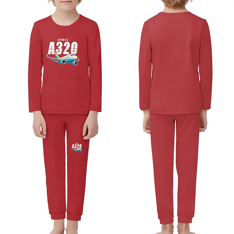 Airbus A320neo - Children Pajamas - Cartoon Chest - Red