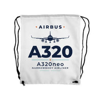 Thumbnail for Airbus A320neo - Drawstring Bag - Heritage - White