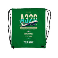 Thumbnail for Airbus A320neo - Drawstring Bag - Original + Name - Green