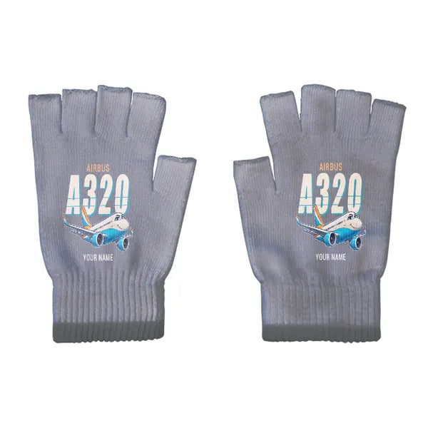 Airbus A320neo - Gloves - Cut - Cartoon + Name - Gray