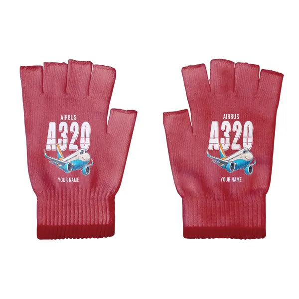 Airbus A320neo - Gloves - Cut - Cartoon + Name - Red