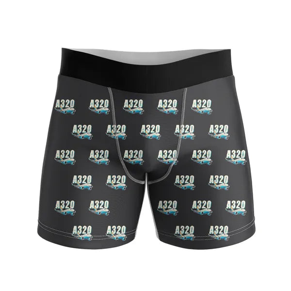 Airbus A320neo - Men Boxers - Cartoon Pattern - Black