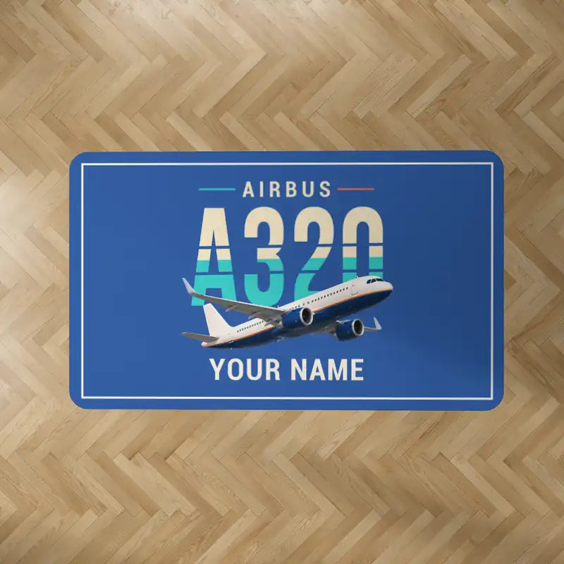 Airbus A320neo - Original + Name - Rectangle Carpet - Blue
