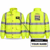 Thumbnail for Airbus A320neo Reflective Winter Jackets - Poster + Name - Fluorescent Yellow