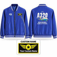 Thumbnail for Airbus A320neo Stylish Jackets - Baseball Collar - Cartoon + Name - Royal Blue