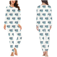 Thumbnail for Airbus A320neo - Women Pajamas - Cartoon Pattern - White