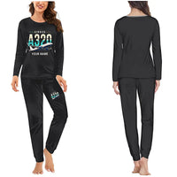 Thumbnail for Airbus A320neo - Women Pajamas - Original Chest + Name - Black