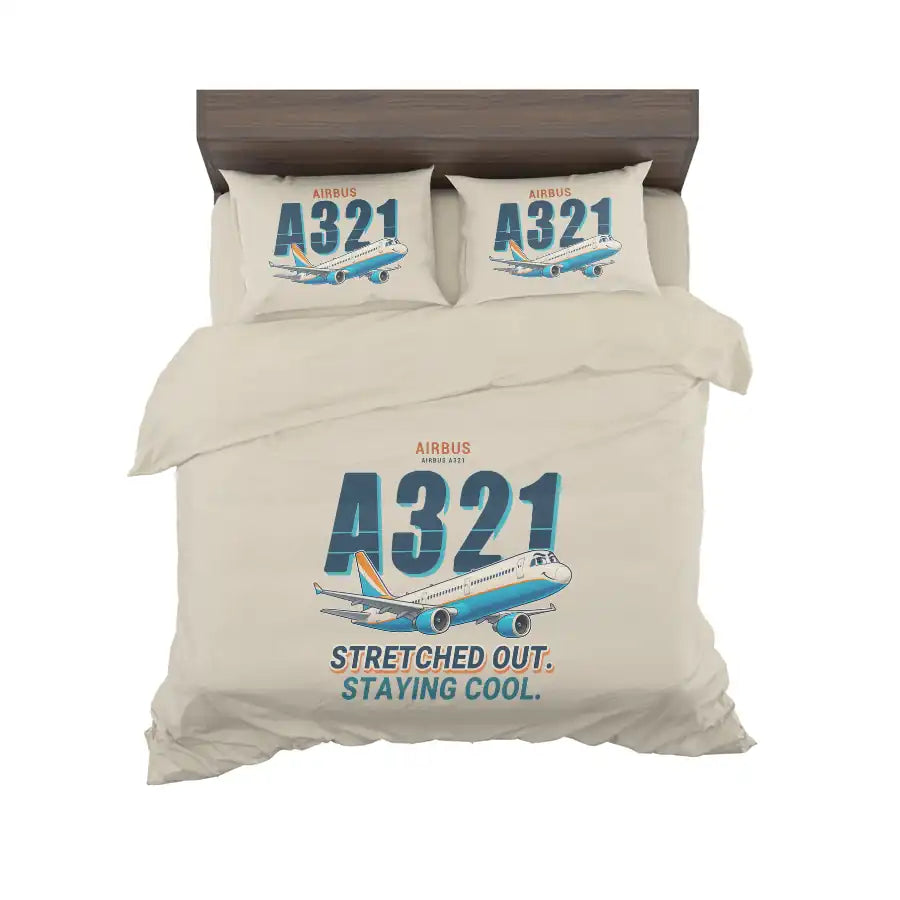 Airbus A321 - Cartoon - Bedding Set - Beige
